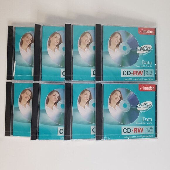 Lot of 8 Blank CD-RW Discs 700MB 4x-12x Imation Data Rewritable Media NEW Sealed - Picture 5 of 7